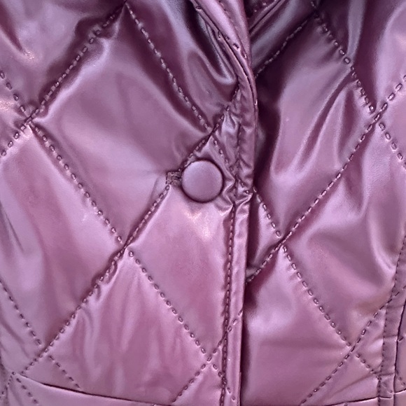Badgley Mischka Burgundy Quilted Puffer Coat - Picture 3 of 6